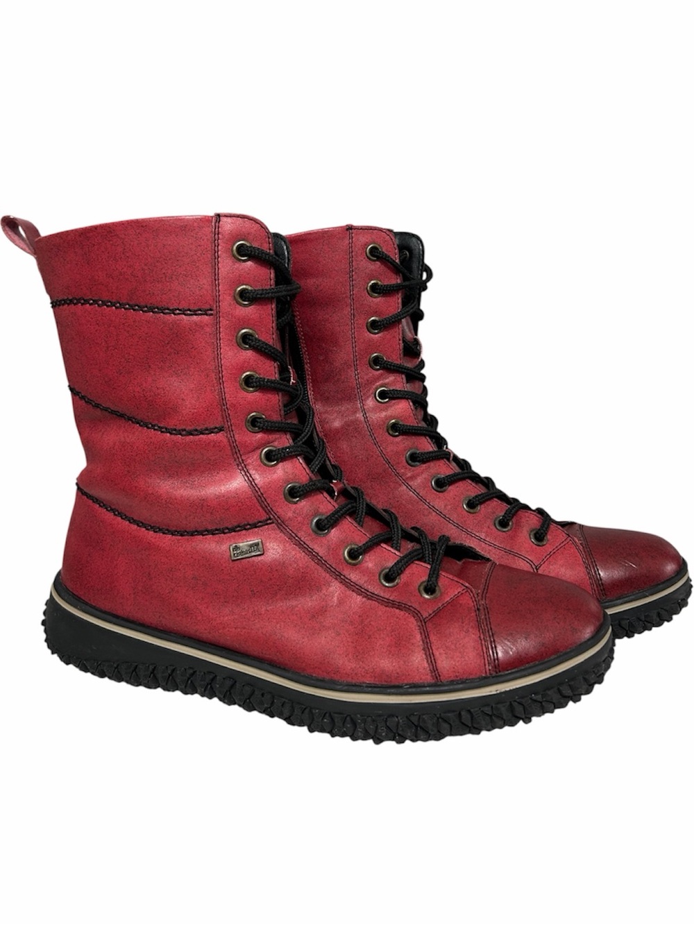 Rieker Leather Combat Style Sturdy Sole Lined Boots Size EU 41